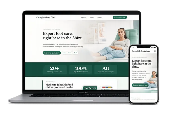 Laptop and mobile website mockup for a free small business website offer